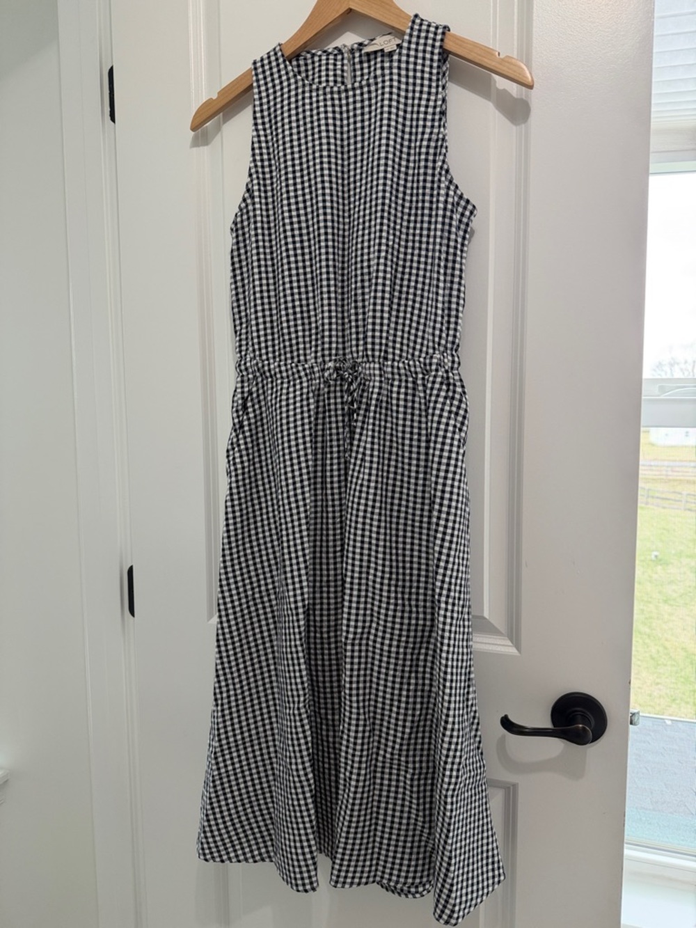 NWT! XS Petite LOFT Gingham, Seersucker Midi Dress